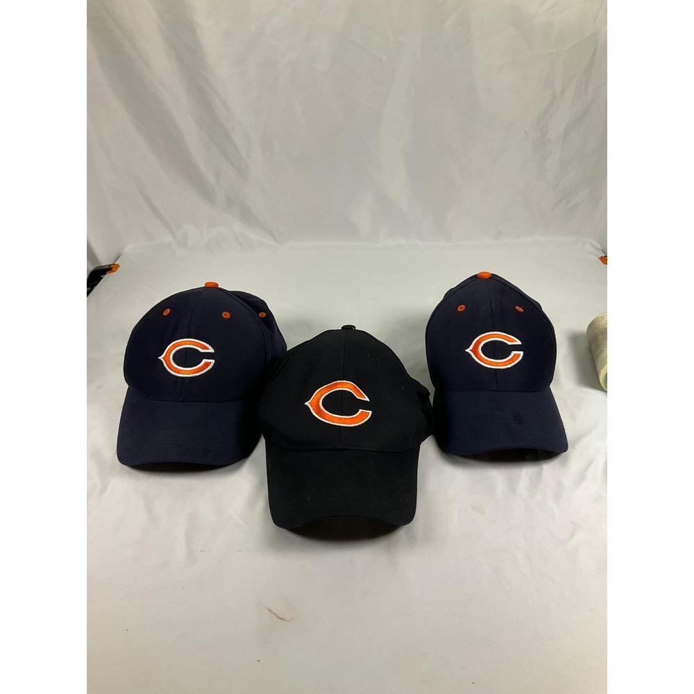 Lot of 3 Chicago Bears NFL Baseball Caps Navy Blue Black Adjustable Hat Cotton